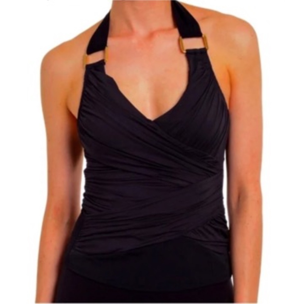 Spanx Tankini Top Draped Swimsuit Ruched Shaping Whittle Waistline NWT